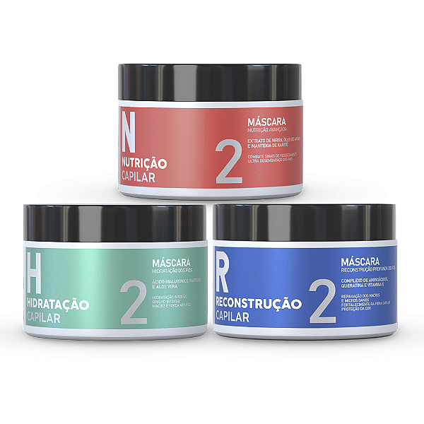 Kit Cronograma Completo Essenza 3x300g - Tratamento Capilar Hidratação Nutrição e Reconstrução
