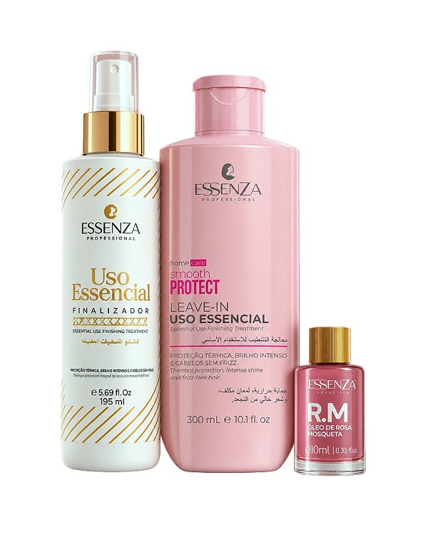 Kit Finalizadores Leave-In De Proteção Térmica Líquido E Creme + Óleo Rosa Mosqueta 10ml - Essenza