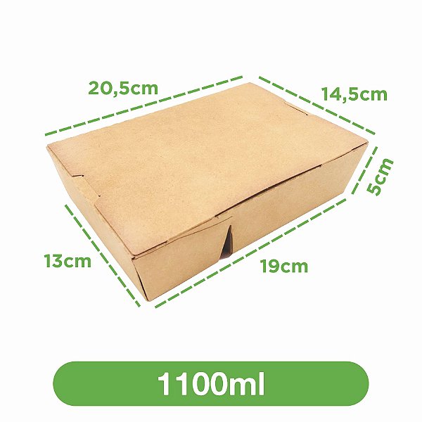 Embalagem com divisória embutida 1100ml Kraft | 100 unidades