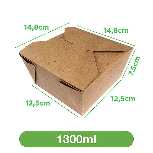 Embalagem 1300ml Kraft | 100 unidades