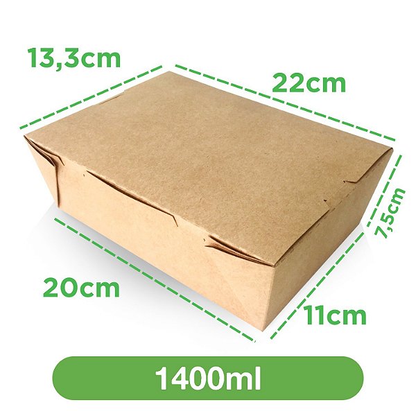 Embalagem 1400ml Kraft | 50 unidades