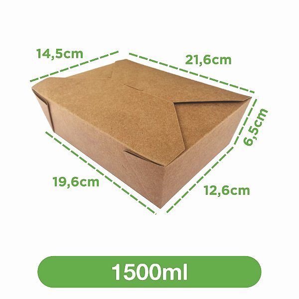 Embalagem 1500ml Kraft | 100 unidades