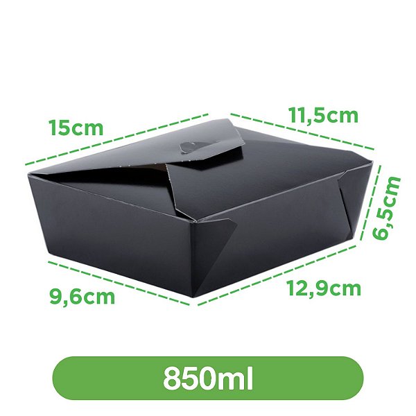 Embalagem 850ml preta | 100 unidades