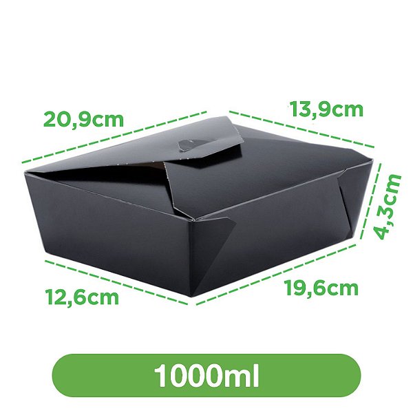 Embalagem 1000ml Preta | 100 unidades