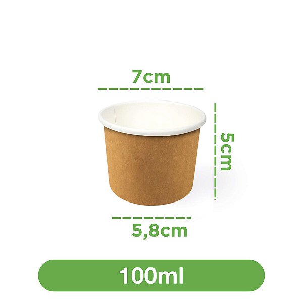 Pote de papel kraft 100ml (sem tampa) | 500 unidades