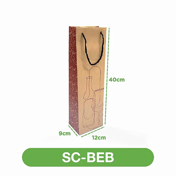 Sacola kraft para bebidas - 50 unidades