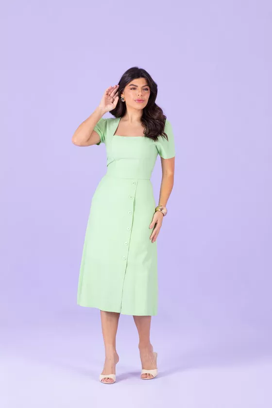 VESTIDO SUPER MIDI EVASÊ DECOTE QUADRADO HADAZA