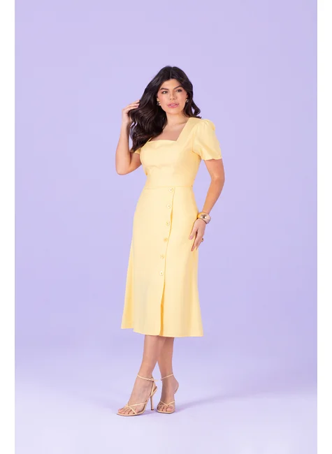 VESTIDO SUPER MIDI EVASÊ DECOTE QUADRADO HADAZA
