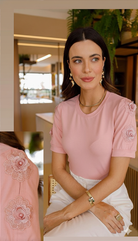 BLUSA EDINA MANGA COM DETALHES NUBIA