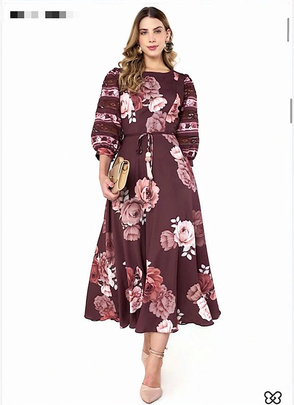 VESTIDO MARROM ESTAMPADO FASCINIUS 2731