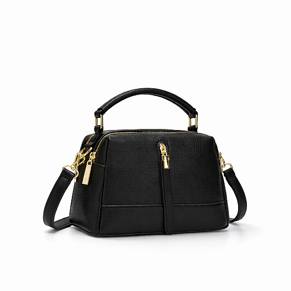 Bolsa Feminina Estilo Baú com Zíper Frontal Kui Hou