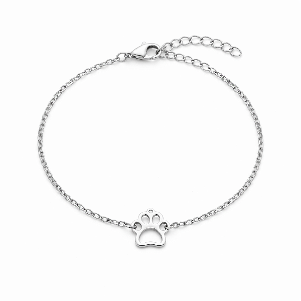 Pulseira Meu Pet Patinha Vazada em Aço Inoxidável