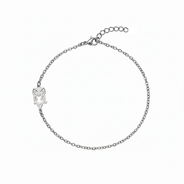 Pulseira de Coruja em Aço Inoxidável