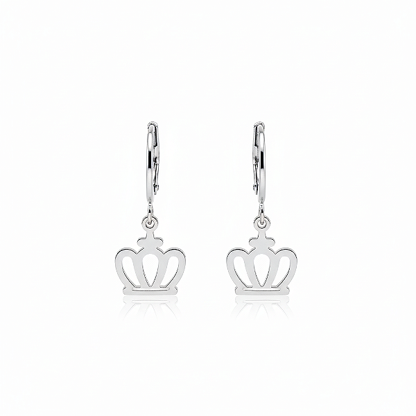 Brinco de Argolinhas Coroa em Aço Inoxidável