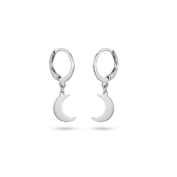 Brinco de Argolinhas Lua Mística em Aço Inoxidável