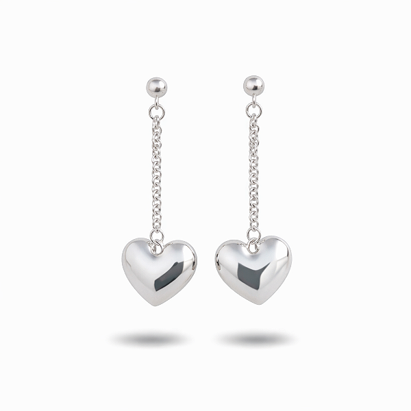 Brinco Longo Infinito com Coração em Aço Inoxidável