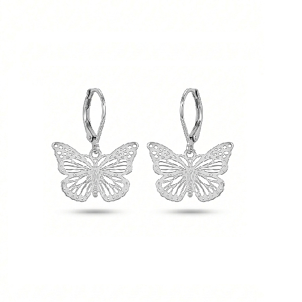 Brinco de Argolinhas Borboleta em Aço Inoxidável