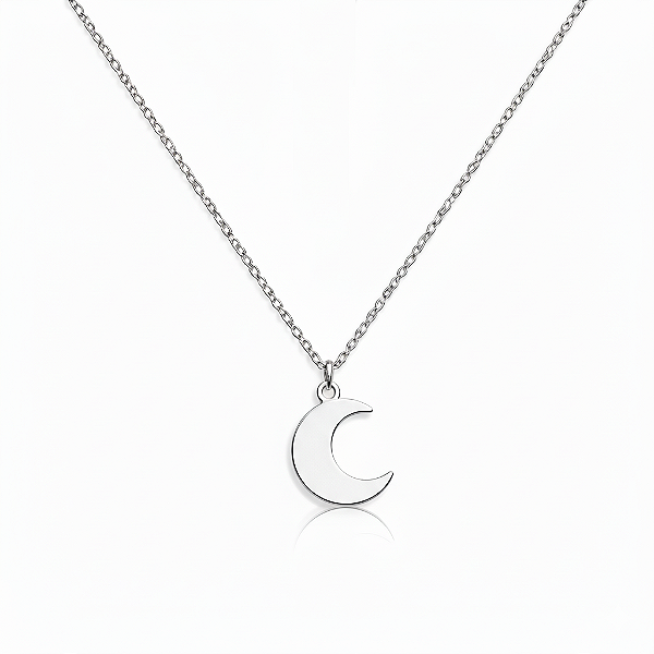 Colar com Pingente Lua em Aço Inoxidável