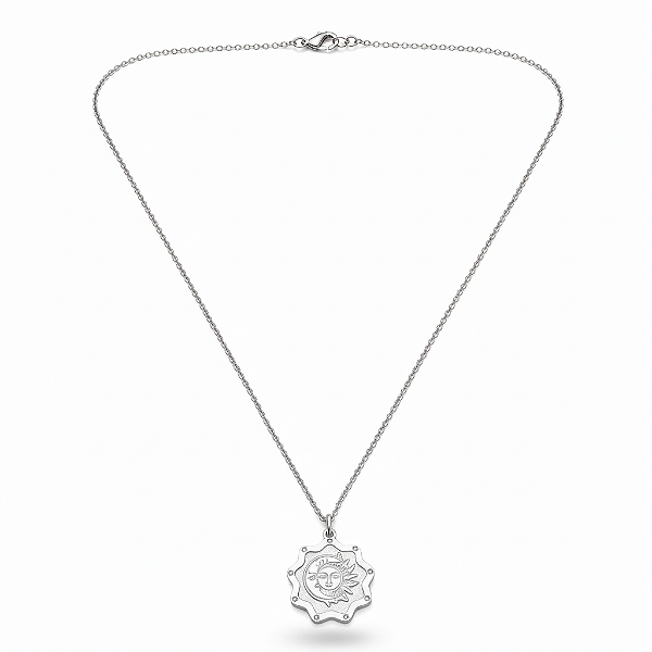 Colar Sol e Lua Místicos com Estrelinhas em Aço Inoxidável