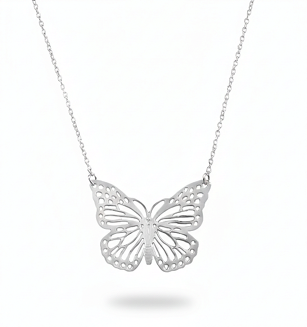 Colar Borboleta -Símbolo da Felicidade e da Liberdade em Aço Inoxidável