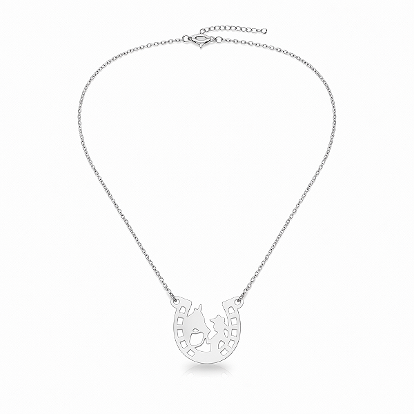 Colar da Amizade a Menina e o Cavalo em Aço Inoxidável