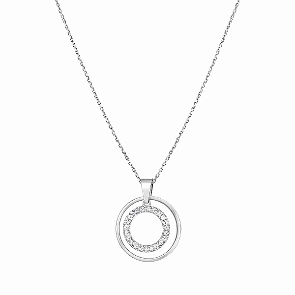 Colar Esferas Cravejadas em Aço Inoxidável