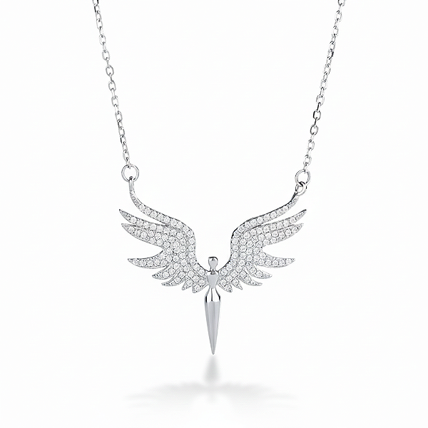 Colar Asas de Anjo em Aço Inoxidável com Strass