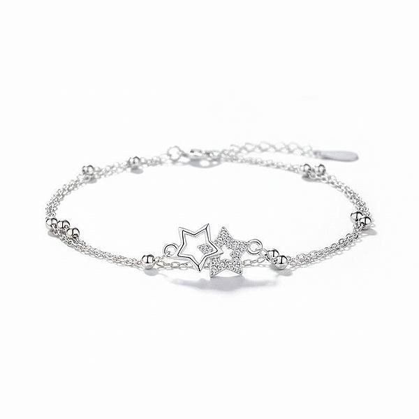 Pulseira Dupla Constelação em Aço Inoxidável com Zircônias