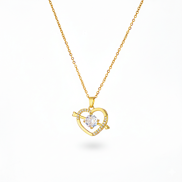 Colar Coração com Flecha em Aço InoxIdável