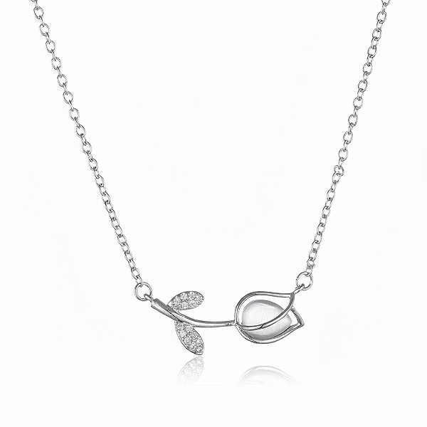 Colar Tulipa Royale Olho de Gato em Aço Inoxidável