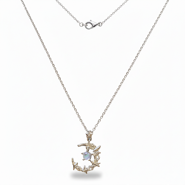 Colar Ayala Lua Celeste com Pássaro em Aço Inoxidável