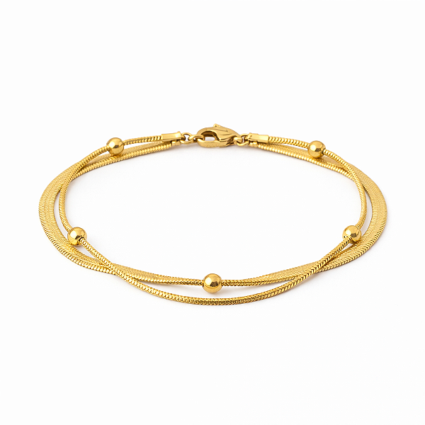 Pulseira Dupla de Esferas em Aço Inoxidável Dourada