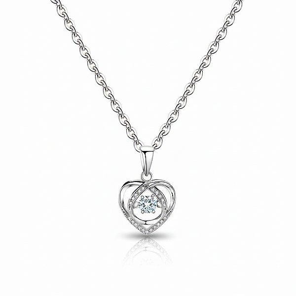 Colar Coração do Oceano em Aço Inoxidável com Zircônia Branca