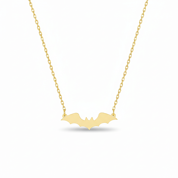 Colar Nocturne com Pingente de Morcego em Aço Inoxidável Dourado