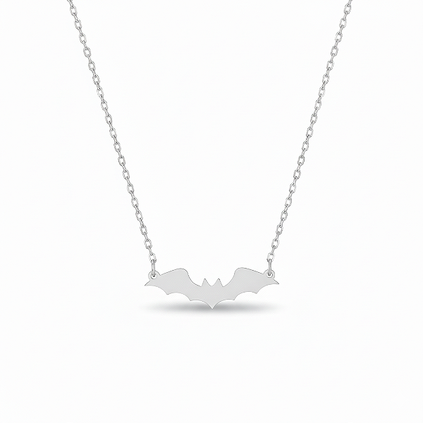 Colar Nocturne com Pingente de Morcego em Aço Inoxidável Prateado