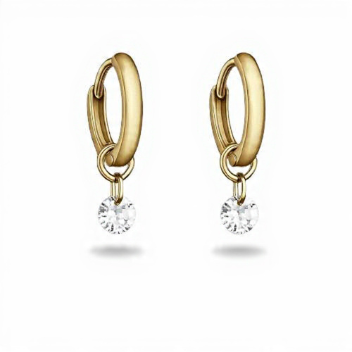 Brinco Argola Ponto de Luz em Aço Inoxidável Dourado