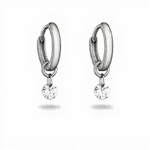 Brinco Argola Ponto de Luz em Aço Inoxidável Prateado