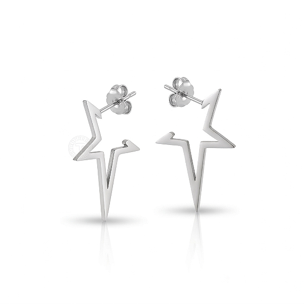Brinco Estrela Polaris em Aço Inoxidável Prateado