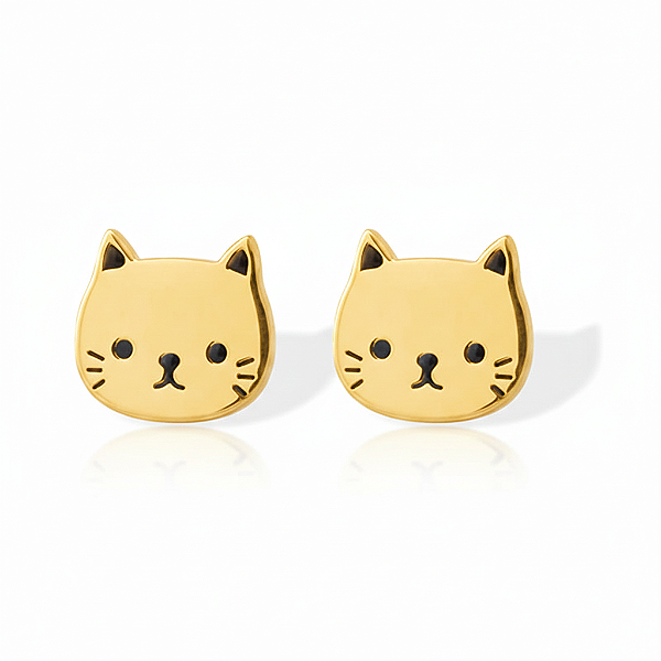 Brinco Gatinho em Aço Inoxidável Dourado