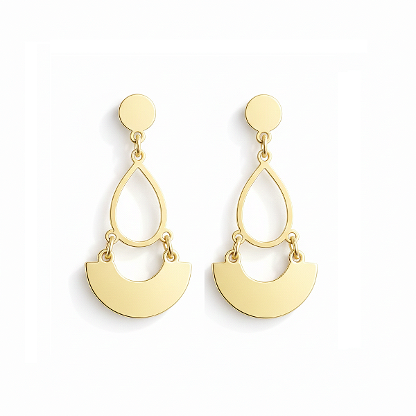 Brinco Geométrico em Aço Inoxidável Dourado