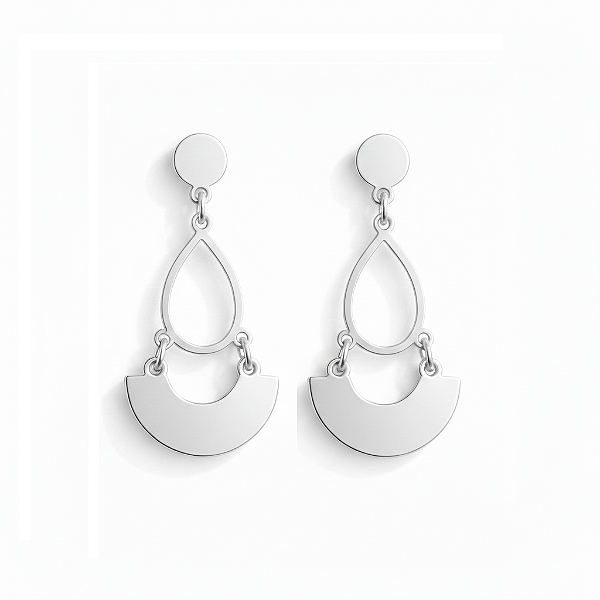 Brinco Geométrico em Aço Inoxidável Prateado