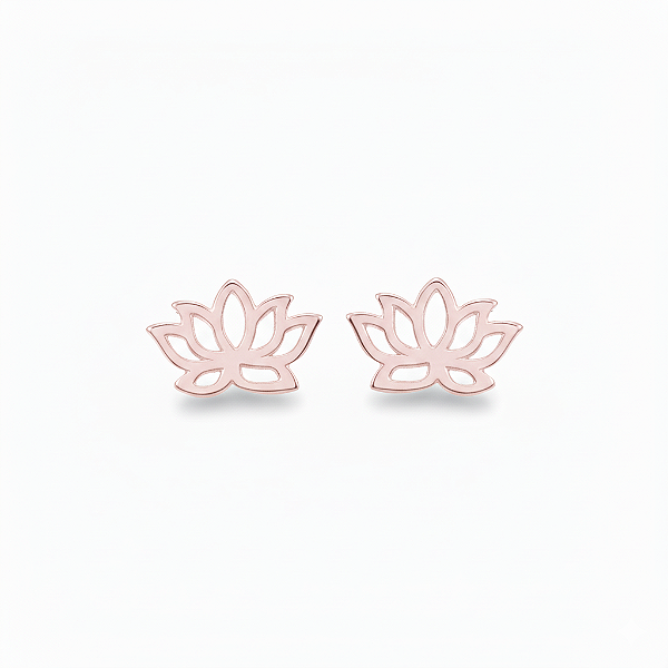 Brinco Mini Flor de Lótus em Aço Inoxidável Rosé