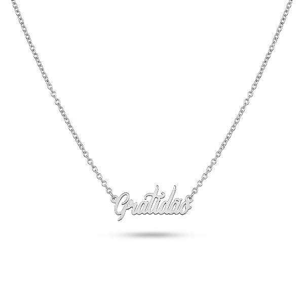 Colar Gratidão em Aço Inoxidável com Corrente Elo Português