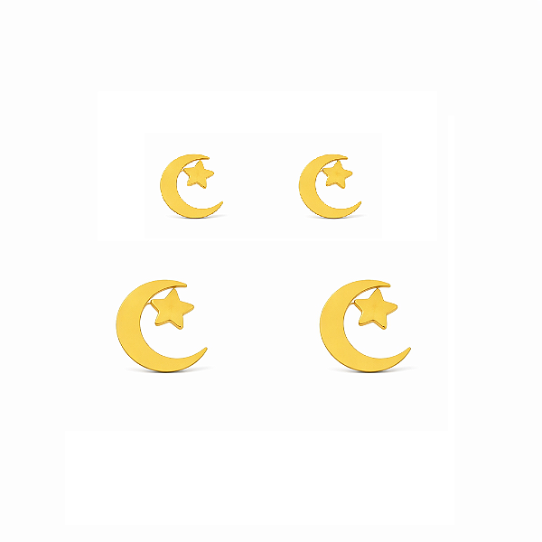 Brincos Lua e Estrela Delicados em Aço Inoxidável