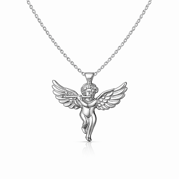 Colar com Pingente de Anjo em Aço Inoxidável