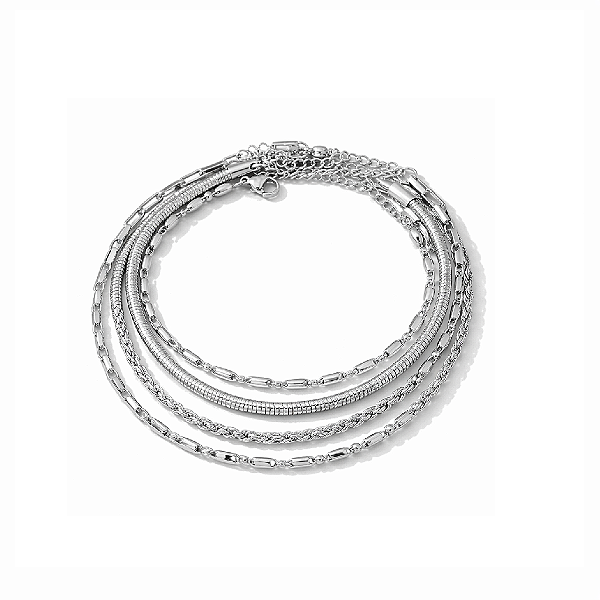 Pulseira Retrô em Aço Inoidável - Combinação de 4 Correntes