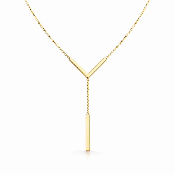 Colar Minimalista em Aço Inoxidável com Design em V Dourado