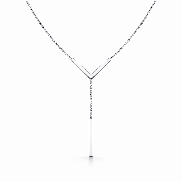 Colar Minimalista em Aço Inoxidável com Design em V Prateado