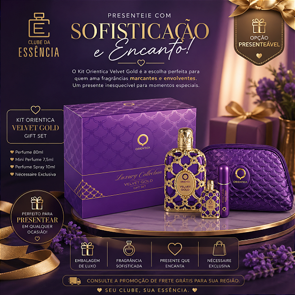 Kit Orientica Velvet Gold Luxury Collection Gift Set Unissex 80ml/7,5ml/10ml