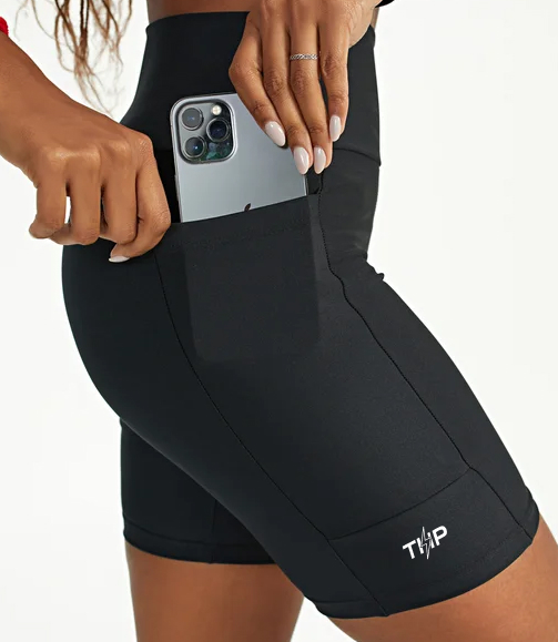 Bermuda Ciclista Feminina Cintura Alta Com Bolso Lateral Fitness